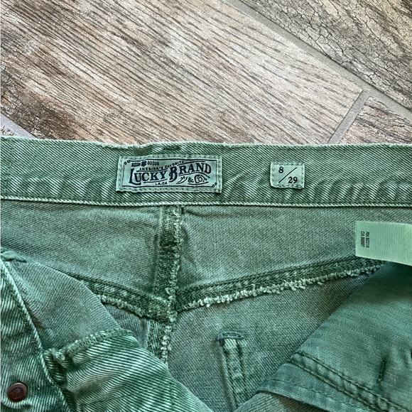 Lucky Brand Old Favorite Green Denim Mini Skirt, Raw Hem, Women’s Size 8 - Picture 6 of 9